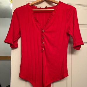 Free People Red Bodysuit
